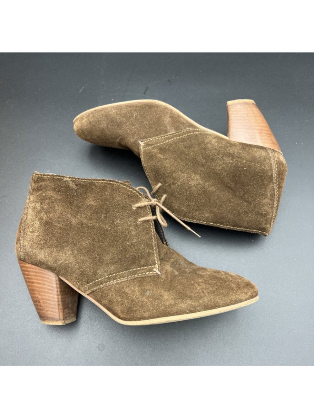 MADEWELL 1937 Lace Up Womens 7.5 Suede Heels Booties Shoes Brown Italy - Picture 2 of 16